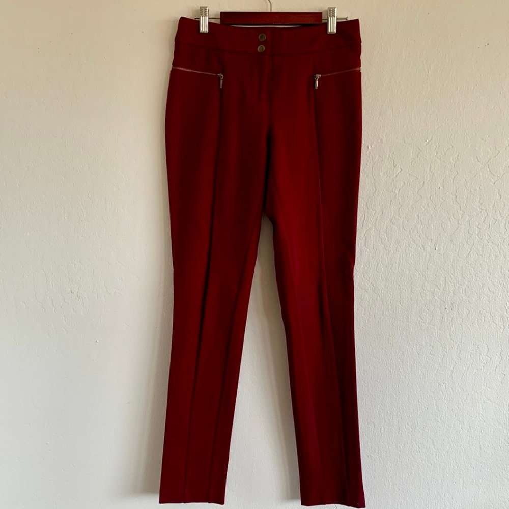 Thalian Burgundy Red Stretch Straight Leg Jodhpur Style Pants - size 4